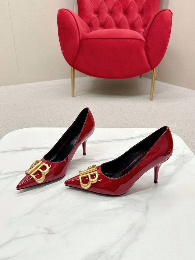 Balenciaga 25S Spring/Summer New Arrival Double B Buckle Pointed Toe Sandals Hig