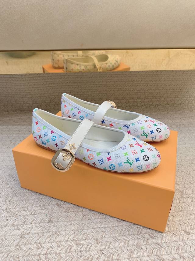 Louis Vutto*Ss25 New Three-Color Flat Ballet Shoes Original Last Top-Quality Mat