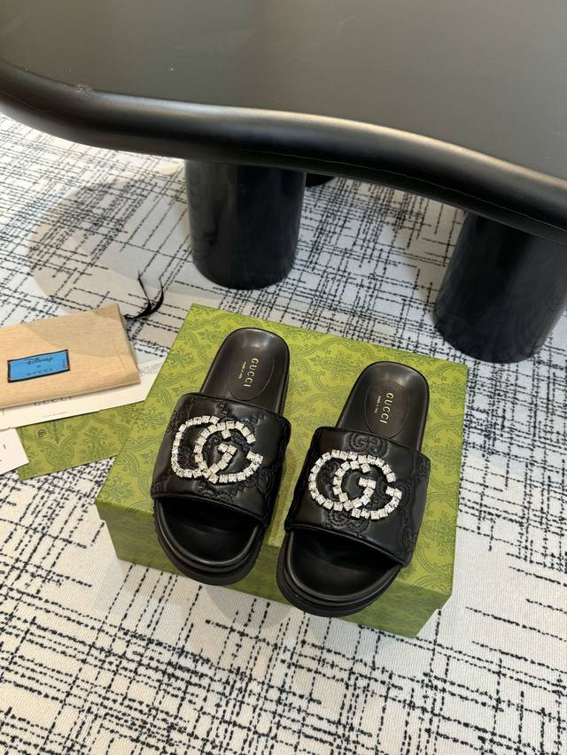 Factory Price 2025 Early Spring Gucci Double G Color Diamond Buckle Sandals As A