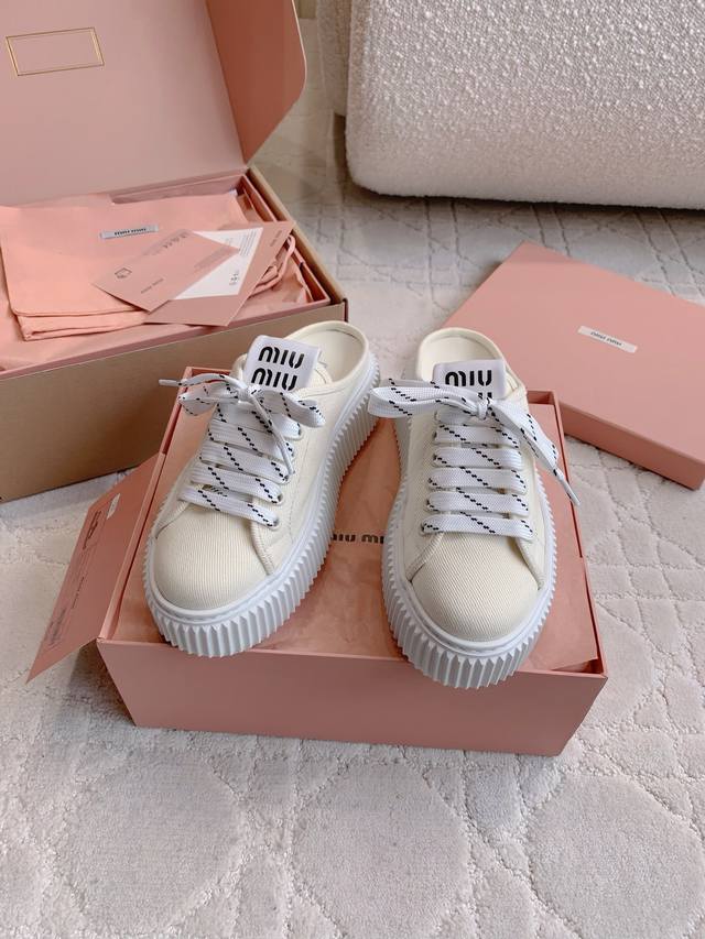 Factory Price P Miu New Arrival Thick-Soled Cookie Canvas Shoes