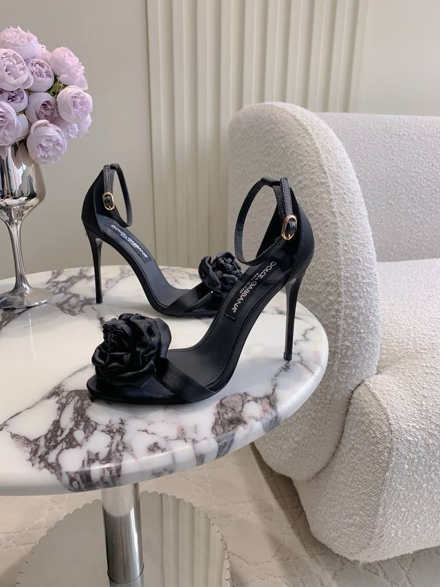 Factory Price P Dolce & Gabbana New Flower High-Heel Sandals Hand-Sewn 3D Flower
