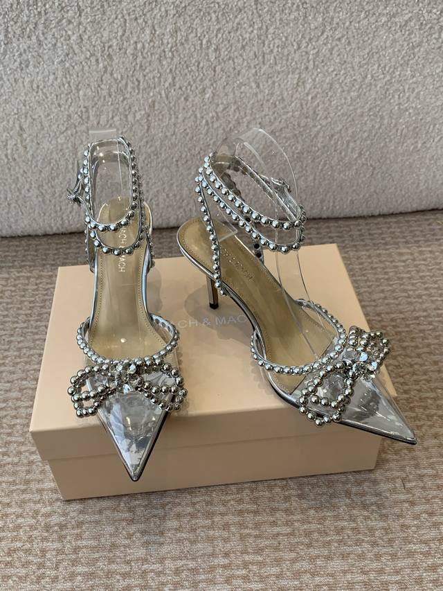 Niche Brand Mach&Mach Exquisite Butterfly Bow Pearl High-Heel Series Shoes Both