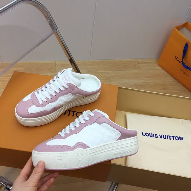 Lv Groovy Series 24 Early Spring New Arrival Half-Slip-On White Sneakers Dragon
