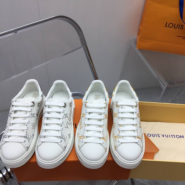 Louis Vuitt** Classic Thick-Soled White Sneakers Time Out Series Latest Model Th