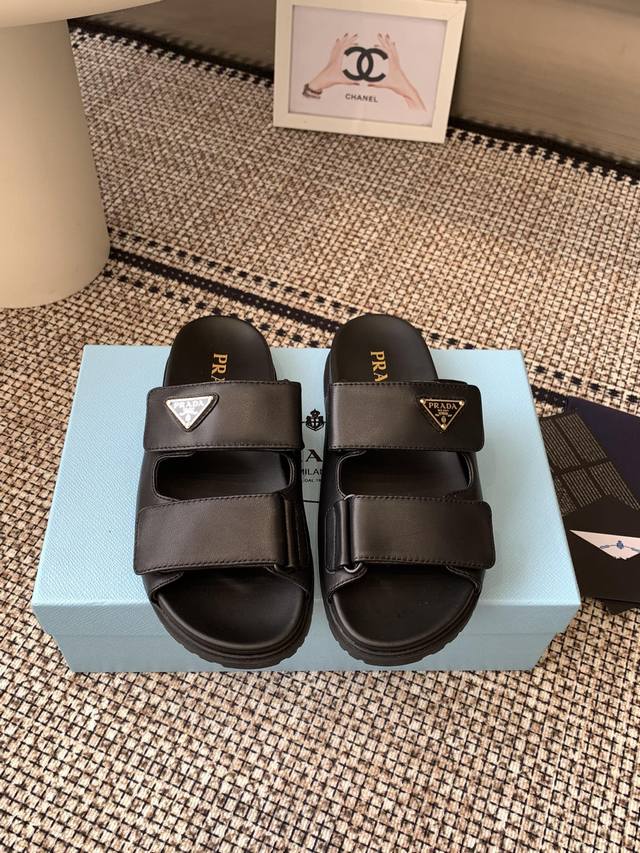 Prada Prada 2025 Spring/Summer New Arrival Sandals Roman Thick Sole Velcro Sanda