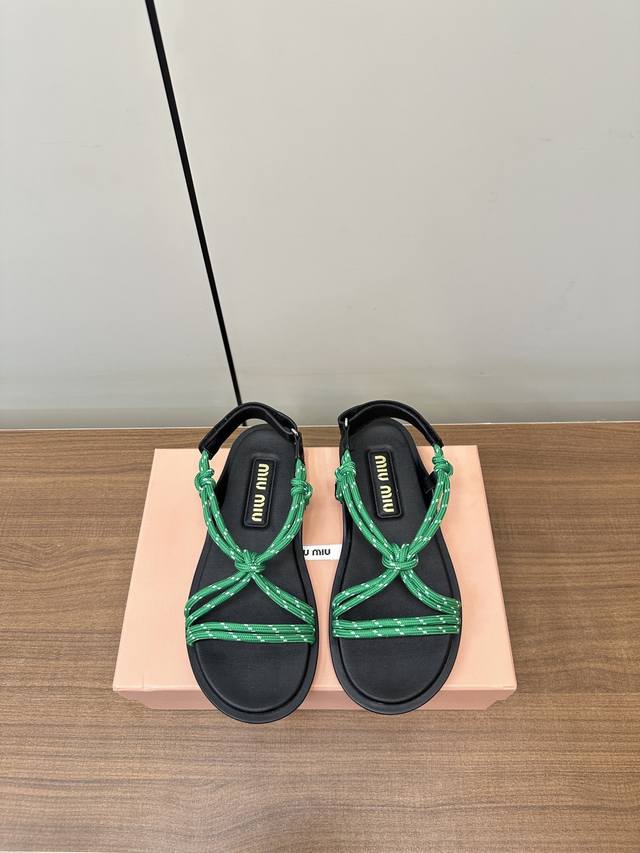 Miumiu | Miu Miu 25Cc Hemp Rope Braided Sexy Sandals The World's Hottest Toe-Pos