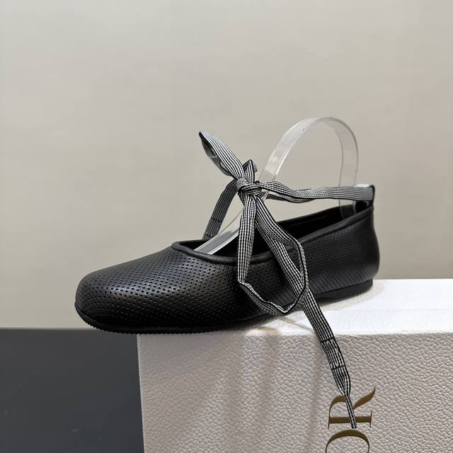 25Ss Early Spring New Arrival Dior D-Journey Lace-Up Ballet Shoes With Cd Letter