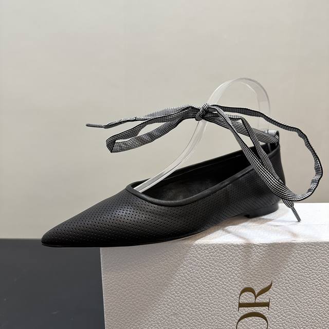 25Ss Early Spring New Arrival Dior D-Journey Lace-Up High-Heel Pointed-Toe Perfo