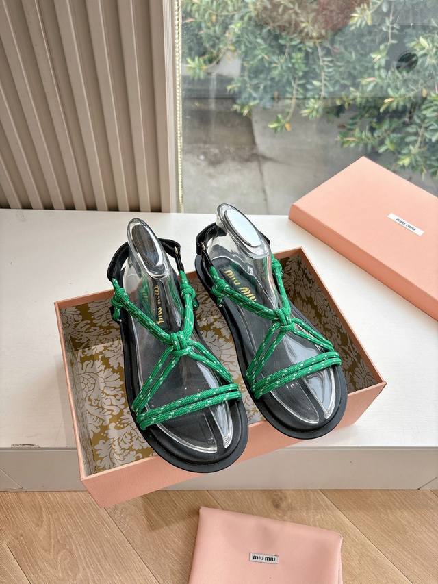 G122 Miu Miu 24 Fashion Week Runway Show Thong Sandals, Available Globally On Ma