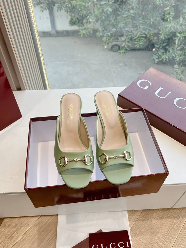 G033 Top-Tier Version Gucci Women's Grooved High-Heel Sandal Slippers Are A Sens