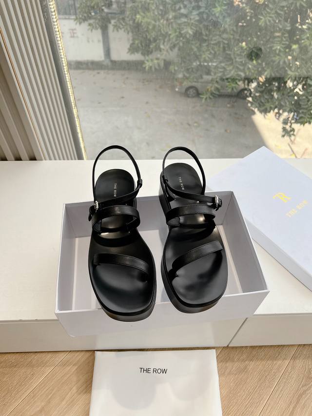 G009 Premium-Grade The Ro* Genuine Leather Minimalist Thick-Soled Versatile Flat