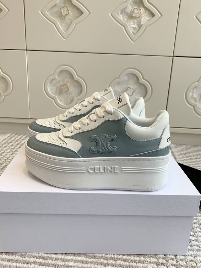 Batch Women's Celine New Height-Increasing Thick-Soled White Sneakers Top-Qualit