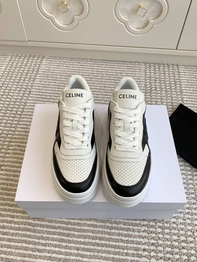 Batch Celine New Arrival Trainer Low-Top Lace-Up Sports Shoes Two-Tone White Sne