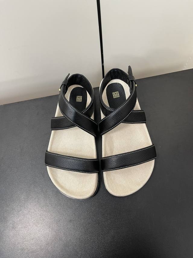 Toteme Niche Fashion Brand 24 Fw Spring/Summer Linen Patchwork Beach Sandals! Fe
