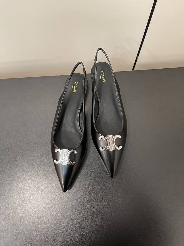 Celine Ss24 New Arrival~ C+ 24 Spring/Summer Runway Slingback Flat Pointed-Toe O
