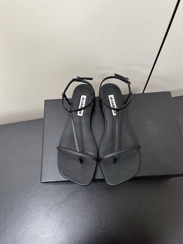 Leather Sole, Rubber Sole Jilsander Spring/Summer New Flat Square-Toe Bone-Thin