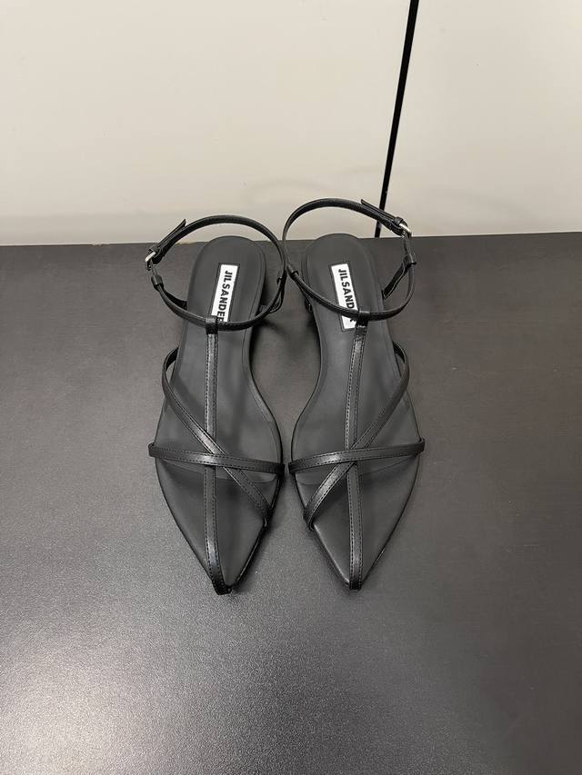 Jilsander Spring/Summer New Arrival Kitten Heel Pointed-Toe Bone-Cut Sandals Arr