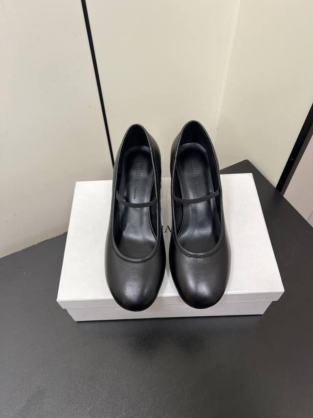 Niche Khaite Early Spring New Arrival Chunky Heel Round-Toe Mary Jane Shoes With