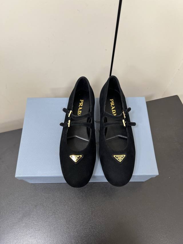 Double-Strap Sheepskin Prada 25Ss Prada Fall/Winter New Arrival, Mary Jane Flats