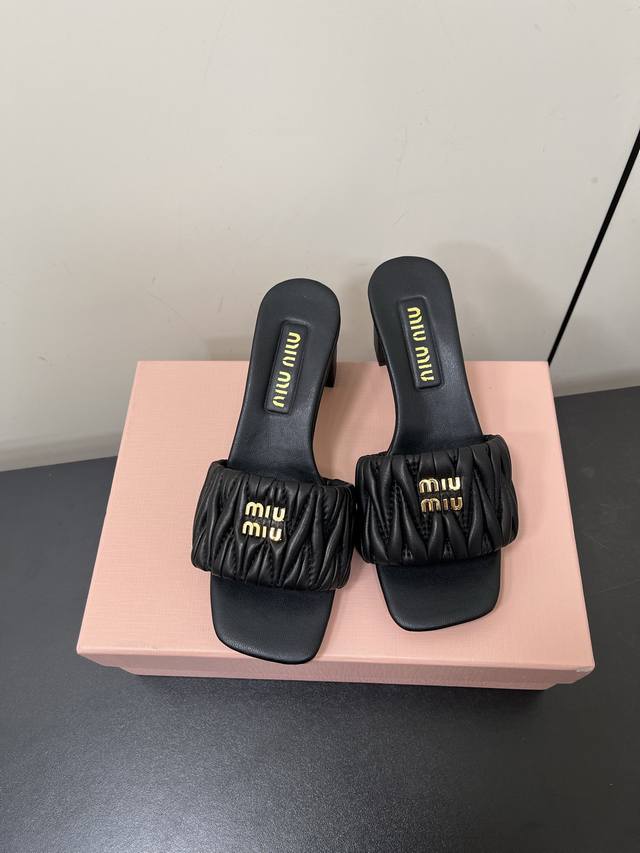 Miumiu Miu Miu 25Ss Spring/Summer New Arrival High-Heel Lambskin Sandals Zp Deve