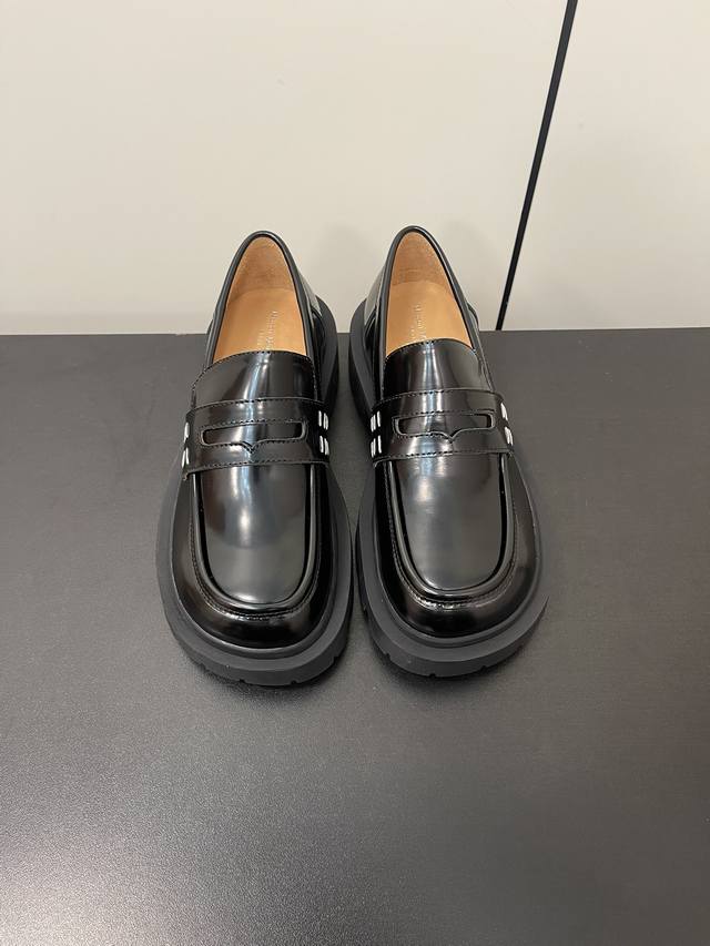 Maison Margiela Mm6 High-Heel Thick-Soled Tabi-Style Leather Loafers Authentic O