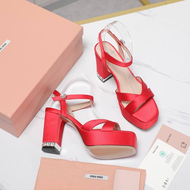 Miumiuss Latest Model Overseas Original Mold Heel Height 10Cm Platform 3Cm Origi
