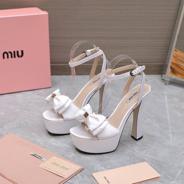 Miu Miu Ss Latest Runway Fashion Silk Butterfly Flower High-Heel Shoes Authentic