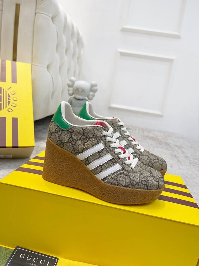 Adidas X Gucci Collaboration Gazelle Wedge Casual Sneakers Original Purchase And