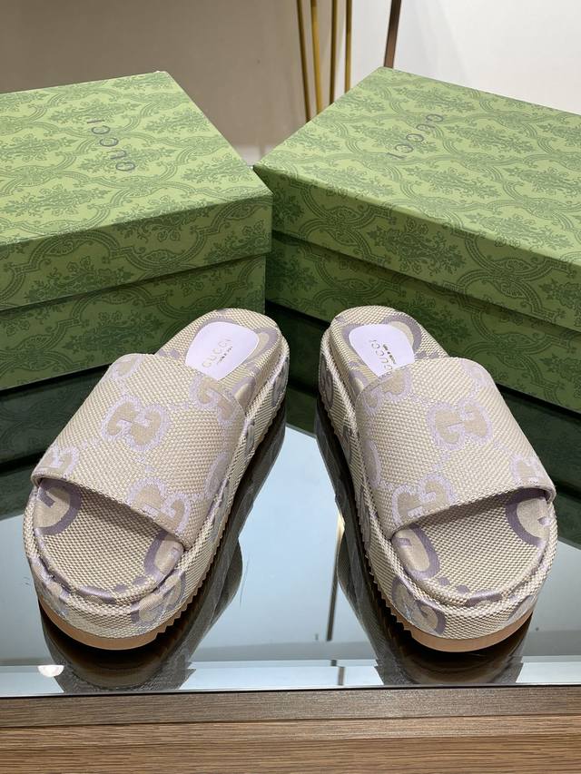 Gucci Spring/Summer Super Double Gg Series Thick-Soled Sandals These Sandals Are