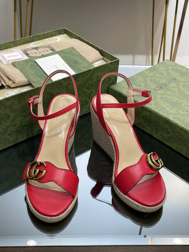 Authentic Quality Gucci Summer New Style Water Platform Heel Hemp Rope Sole Sand