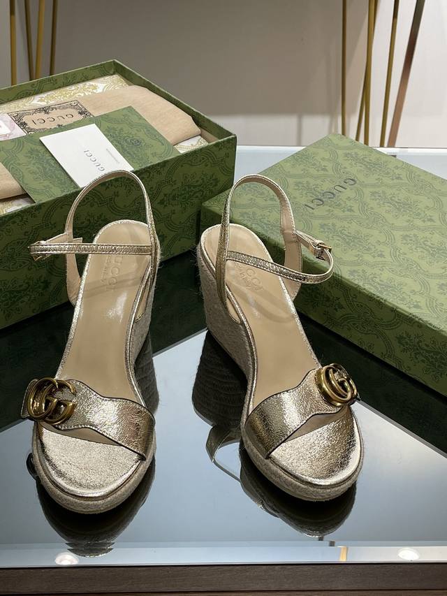 Original Quality Gucci Summer New Style Water Platform Heeled Hemp Rope Sole San