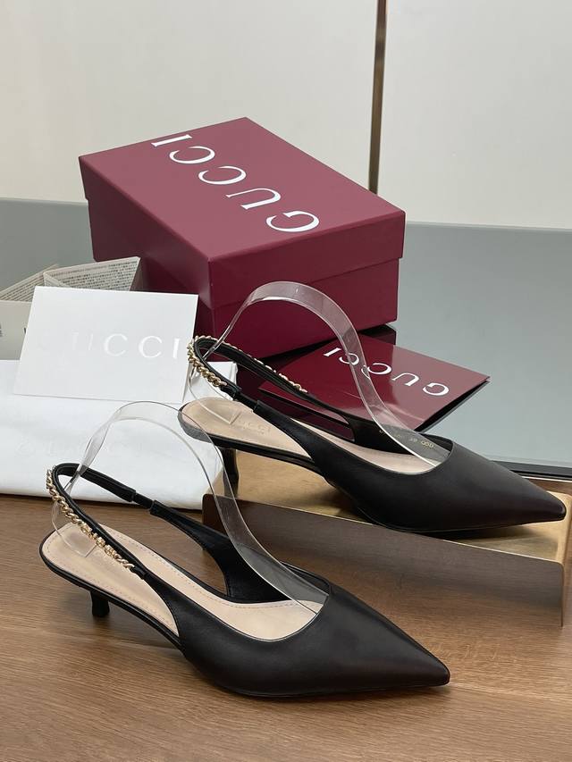 Early Spring G-House New Arrival Gucci Letter Buckle L O G O Chain High-Heel San
