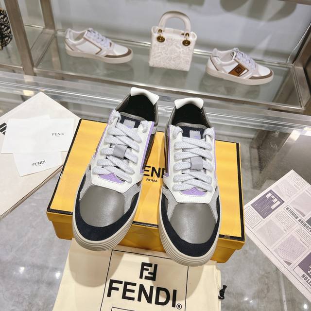 Fendi's Latest Unisex Sneakers, Versatile For Any Outfit. Upper: Imported Top-Gr