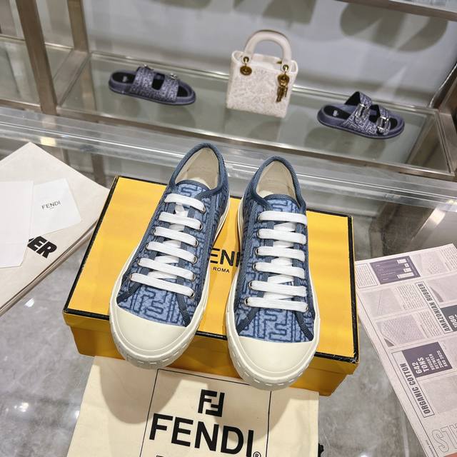 Men's +10 Fendi's Latest Hit, Domino Series Sneakers, Vintage-Inspired Blue Deni