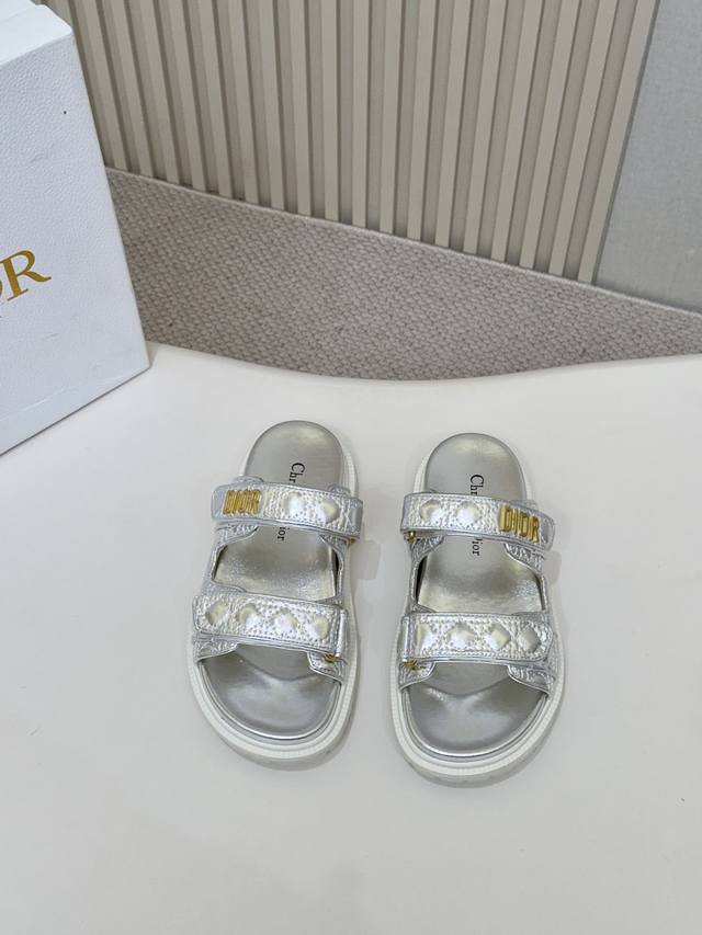 Hot Sale Price Silver Embroidered Dior Classic Sandal This Mixed Sheepskin Diora