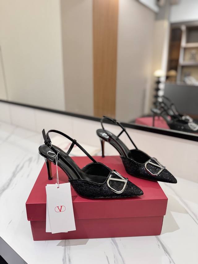 Valentino Valentino V-Logo Velvet Sandals, Latest Series From The Boutique. High