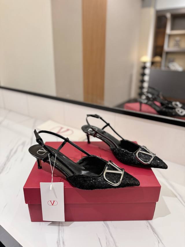 Valentino Valentino V Logo Velvet Sandals, Latest Series From The Boutique, High