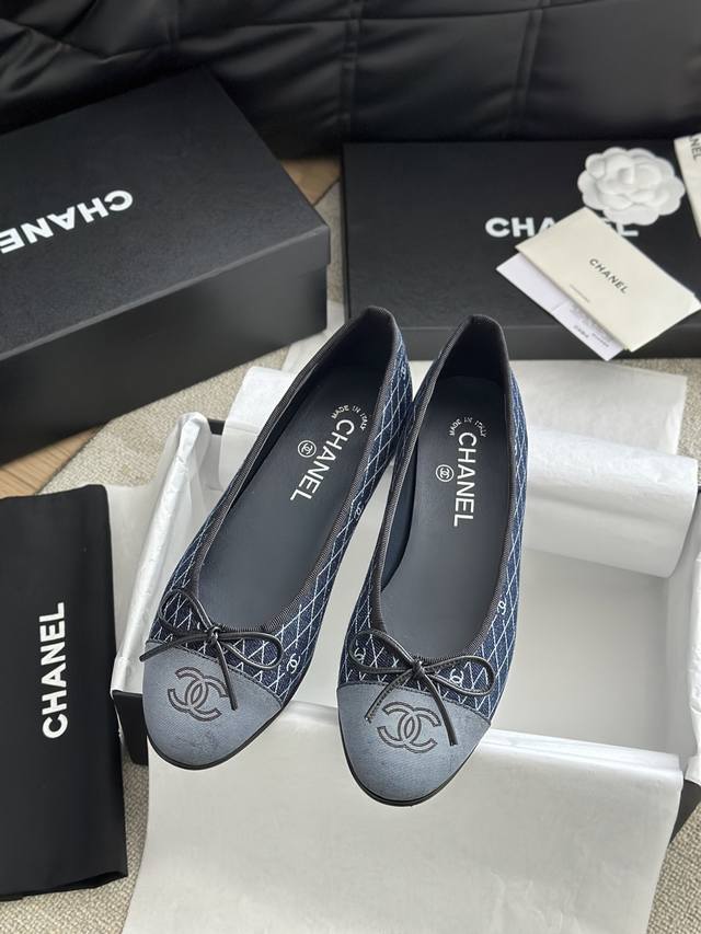 Chane*25Ss New Ballet Flats Chanel's Timeless Classic Bow-Tie Round-Toe Ballet F