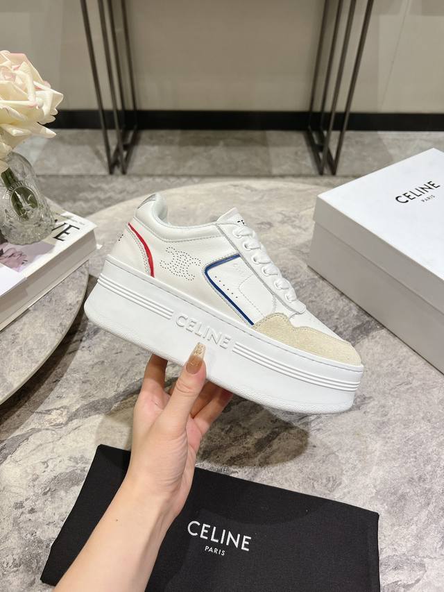 Celine New Thick-Soled White Sneakers Following The Popularity Of The Celine Pan