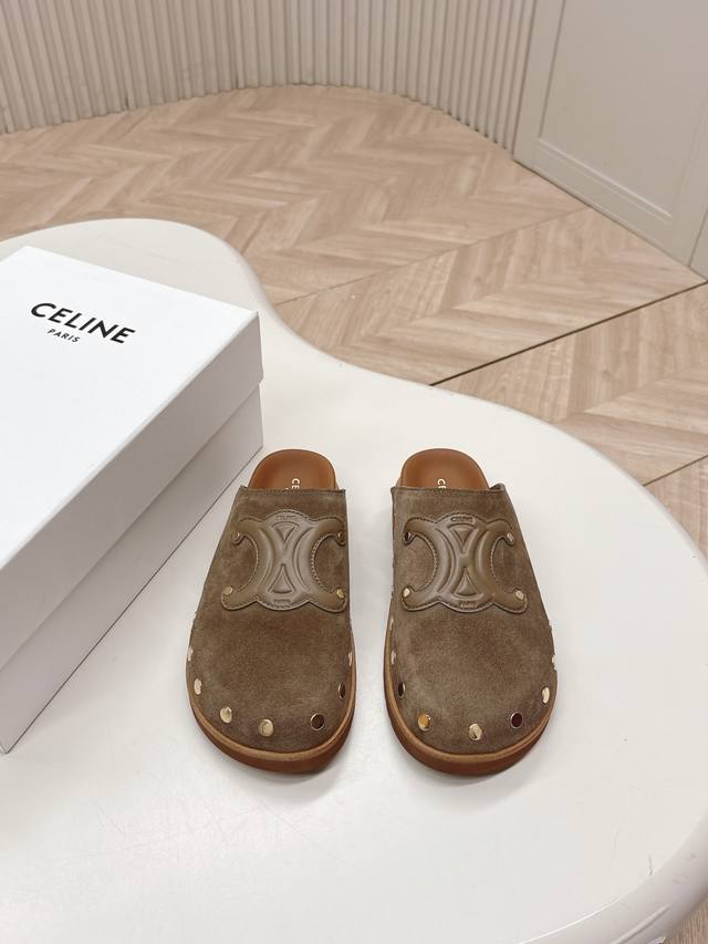 Celine Triumph Arch 25Ss Spring/Summer New Arrival Birkenstock-Style Slip-On Exu