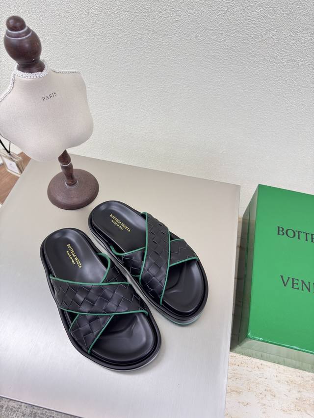 Bv Men's Handwoven Sandals With Cross Straps. 15Mm Woven Single Shoes, Genuine L