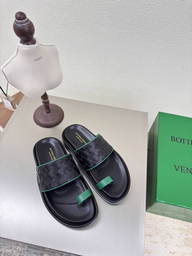 Bv Men's Handwoven Slippers, Toe-Covering Slippers. 15Mm Woven Single Shoe, Genu