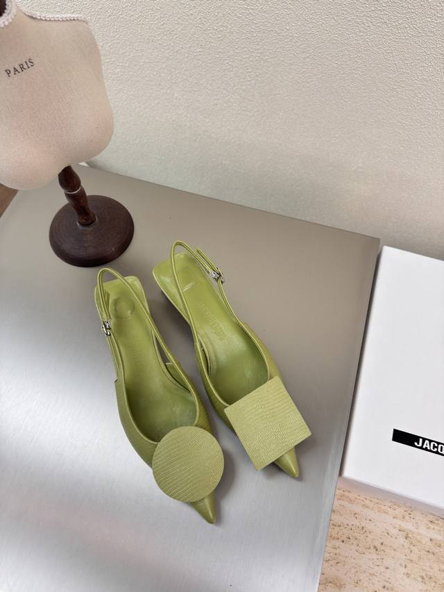 Jacquemus25Ss Pointed-Toe Geometric Pattern Geometric Pattern Decoration Open-Ba