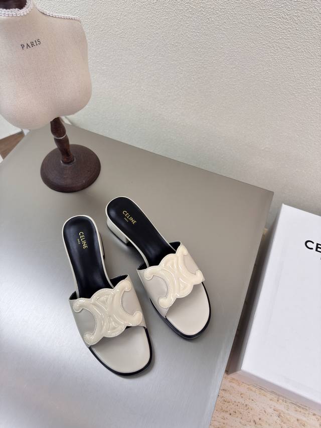 Slippers With Embossed Arc De Triomphe Logo Celine Exclusive Arc De Triomphe Ser