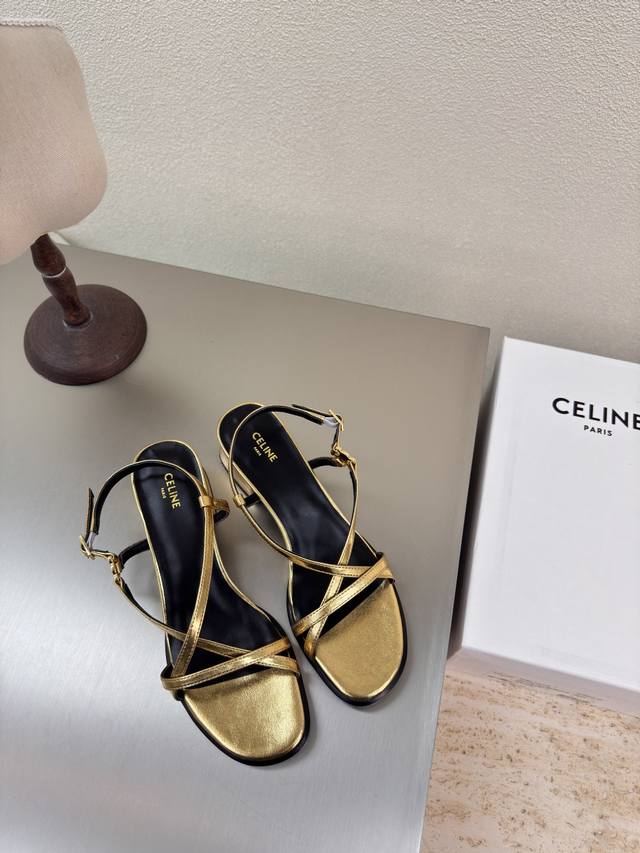 Mid-Heel Strap Sandals With Steel-Stamped Arc De Triomphe Logo Celine Exclusive