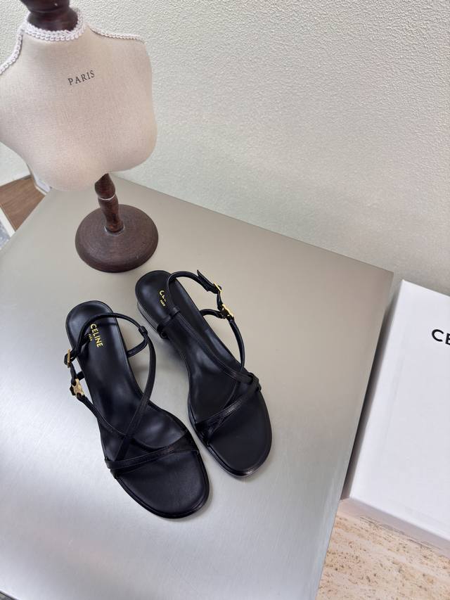 Mid-Heel Strap Sandals With Steel-Stamped Arc De Triomphe Logo Celine Exclusive
