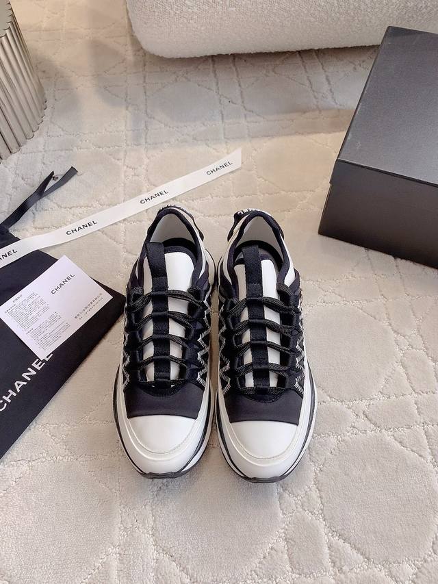 Factory Price P Chane*New Arrival Thick-Soled Sneakers Classic Black And White P