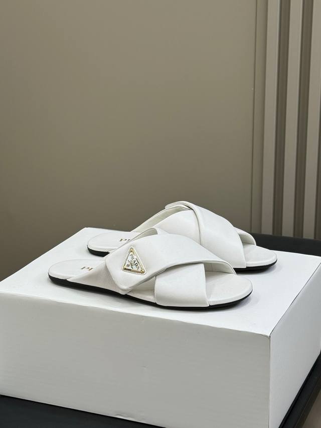 Prada Prada Ss25 New Arrival~ P-Line 2025 Spring/Summer Flat X-Cross Sandals, Su
