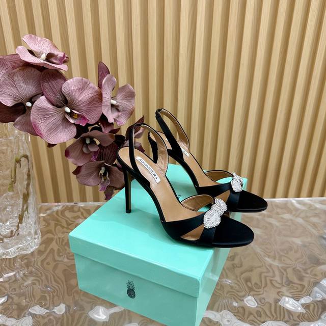Aquazzura New Top-Tier Version Pineapple Women's Lace-Up High-Heel Sandals, Orig
