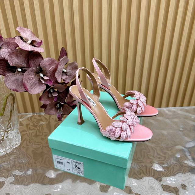 Aquazzura New Top-Of-The-Line Version Pineapple Women's Floral High-Heel Sandals